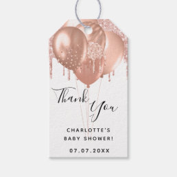 Baby Shower rose gold white balloon thank you  Gift Tags