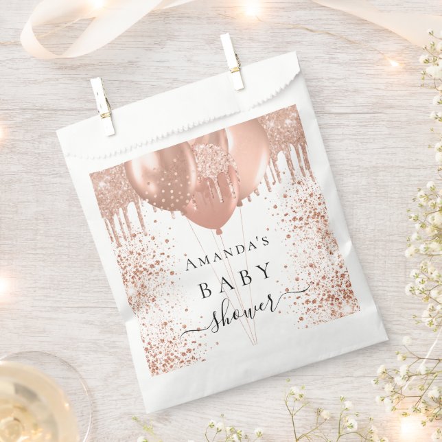 BABY Shower rose gold white balloons Favor Bag (Clipped)
