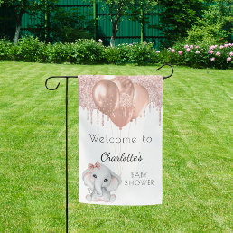 Baby Shower rose gold white elephant balloons Garden Flag