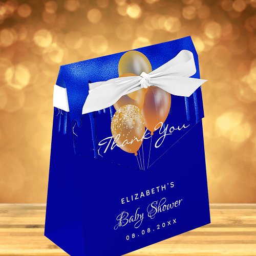 Baby Shower royal blue gold balloons thank you  Favor Boxes