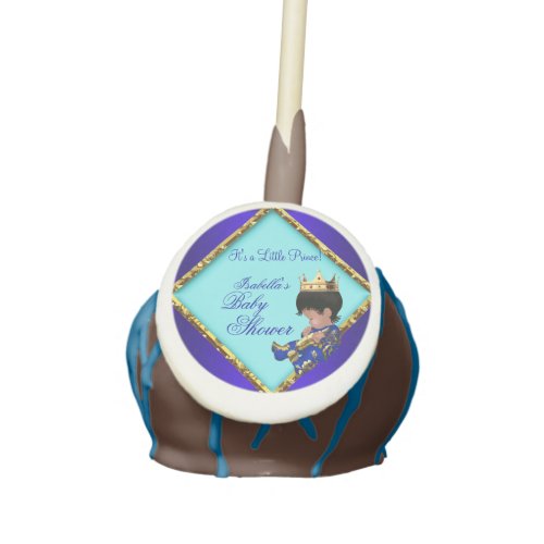 Baby Shower Royal Blue Gold Boy crown prince Cake Pops