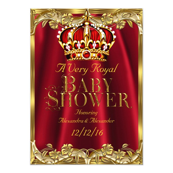 red and gold royal baby shower invitations
