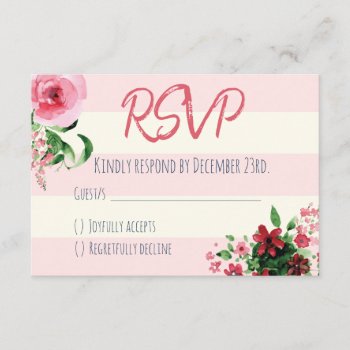 Baby Shower Rsvp Card Floral Pink by NellysPrint at Zazzle