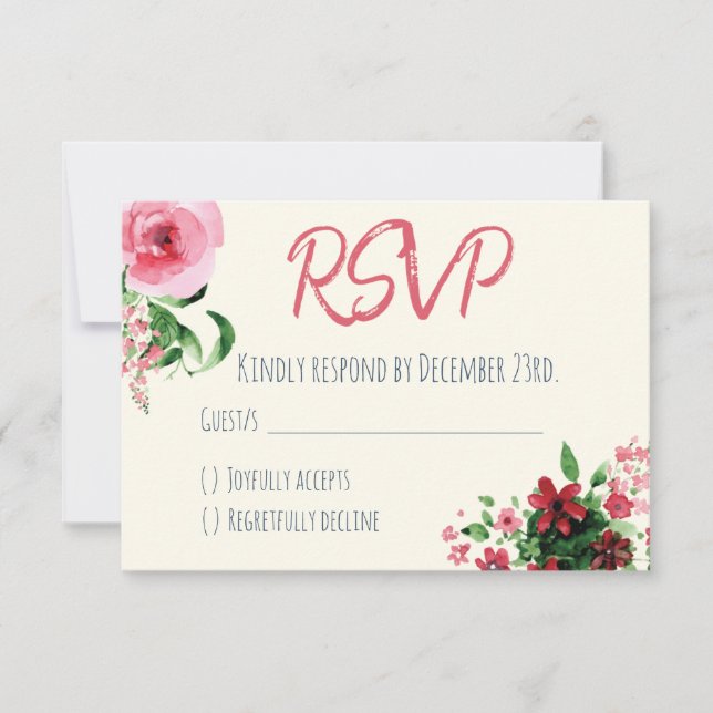 Baby Shower RSVP Card Floral Pink (Front)
