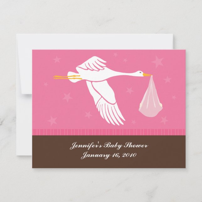 Baby Shower RSVP Card - Pink and Brown (Front)