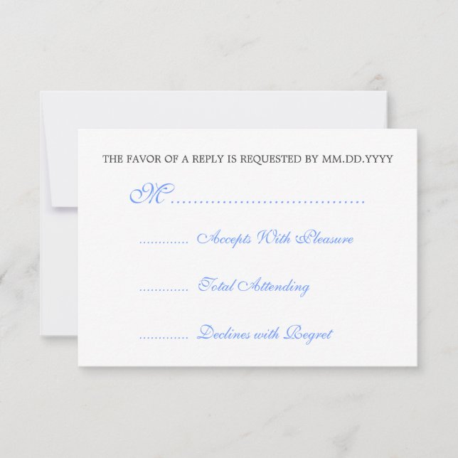 Baby Shower RSVP Vintage Ribbon Blue (Front)