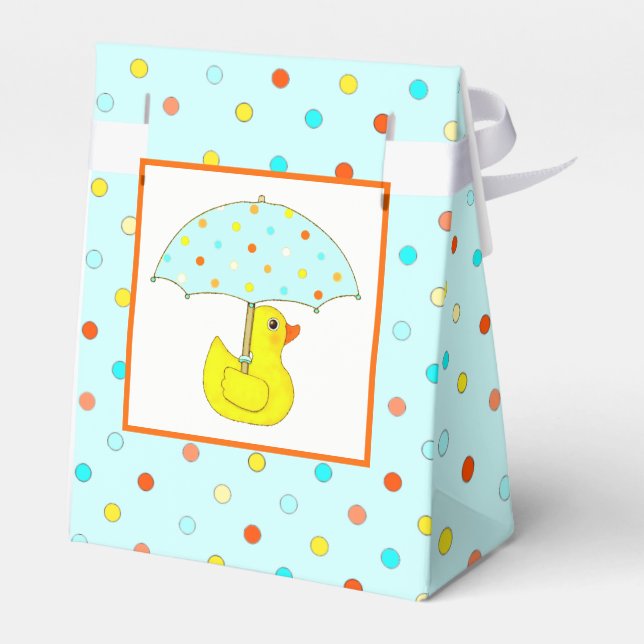 Baby Shower Rubber Duck With Umbrella Favor Boxes (Back Side)