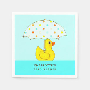 Baby Shower Rubber Duck with Umbrella Napkins