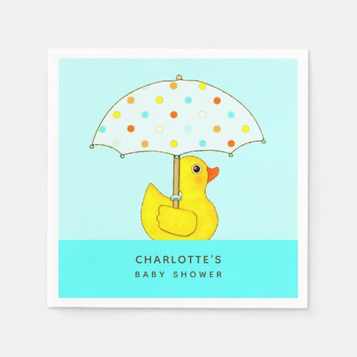 Baby Shower Rubber Duck with Umbrella Napkins