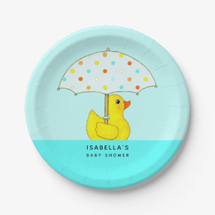 Baby Shower Rubber Duck with Umbrella Paper Plates