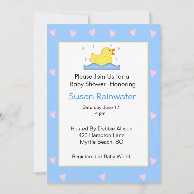 Baby Shower Rubber Ducky Invitation (Front)