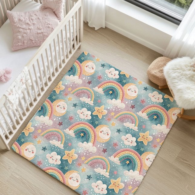 Baby Shower Rug Pastel Rainbows for Sweet Arrival (Baby Shower Rug Pastel Rainbows for Sweet Arrival)