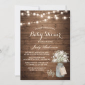 Baby Shower Rustic Baby's Breath Floral Mason Jar Invitation (Front)