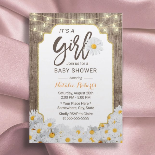 Baby Shower Rustic Daisy Flowers Country Girl Invitation (Creator Uploaded)