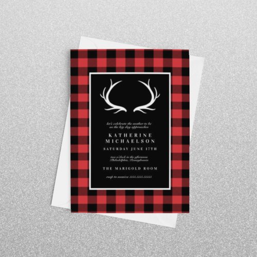 BABY SHOWER  Rustic Deer Buffalo Checks Invitatio Invitation