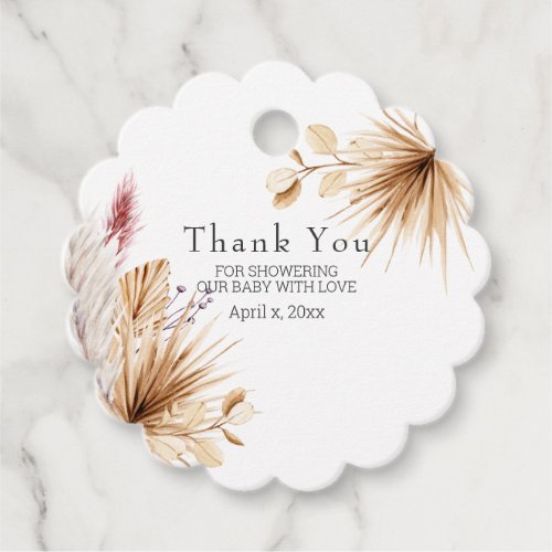 Baby Shower Rustic Dried Pampas Grass Favor Tags