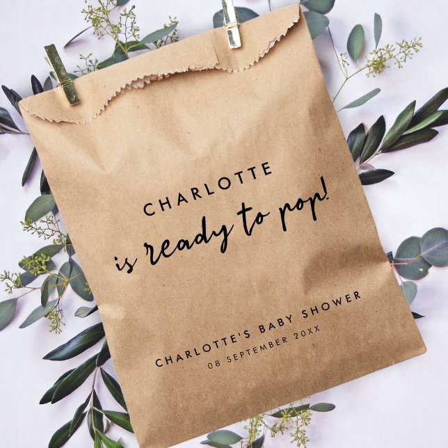 Baby Shower | Rustic Kraft Ready to Pop Fun Favor Bag (Creator Uploaded)