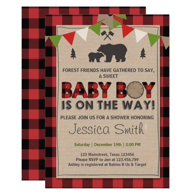 Baby Shower Rustic Lumberjack Baby Boy Shower Invitation