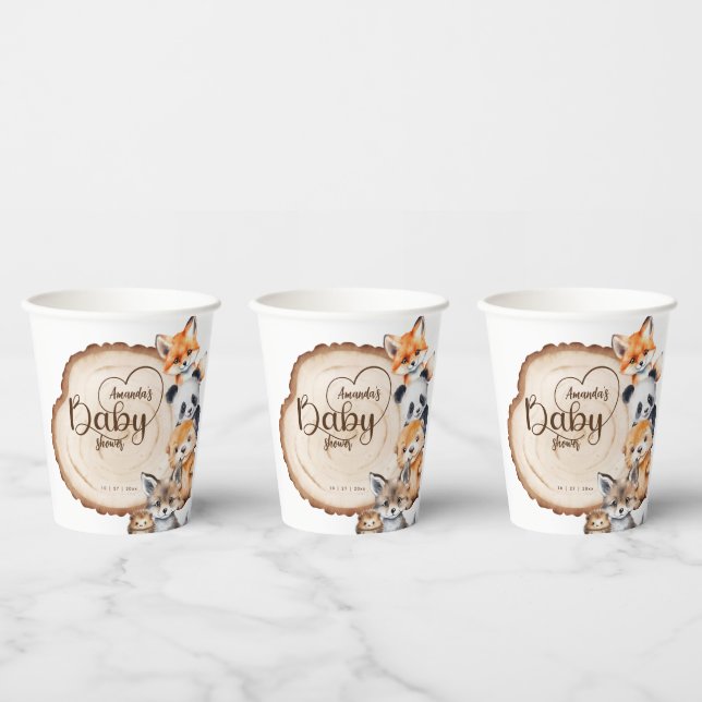 Baby Shower Rustic Vintage Animals Paper Cups (Multi)