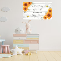Baby Shower rustic wood sunflowers mom to bee Banner