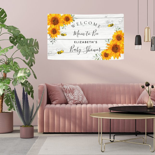 Baby Shower rustic wood sunflowers mom to bee Banner (Creator Uploaded)