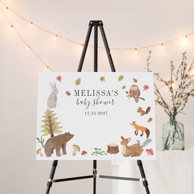 Baby Shower Rustic Woodland Forest Cute Animals Foam Board (In Situ (Stand))
