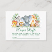 Baby Shower Safari Animals Diaper Raffle Ticket Enclosure Card (Front)