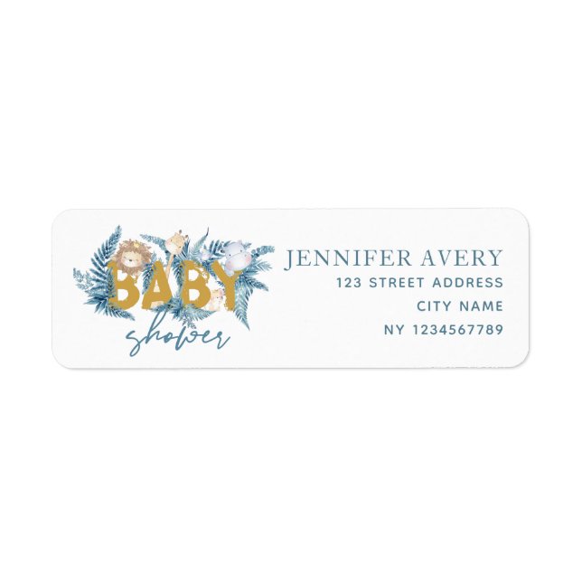 Baby Shower Safari Animals Return Address Label (Front)