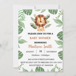 Baby shower safari boy invitation