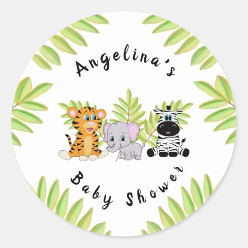 Baby Shower Safari Jungle Animals Classic Round Sticker