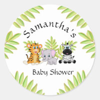 Baby Shower Safari Jungle Animals Gender Neutral Classic Round Sticker