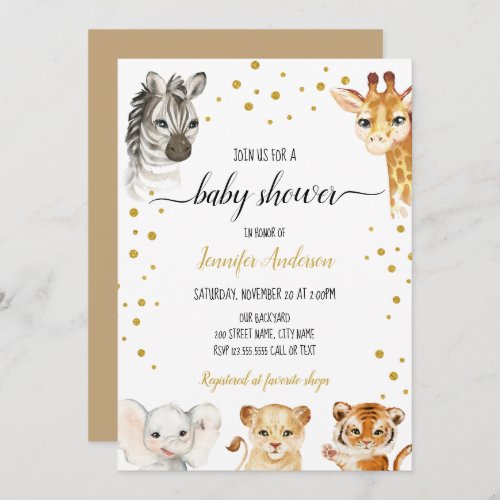 Baby Shower Safari Jungle Baby Animals Invitation