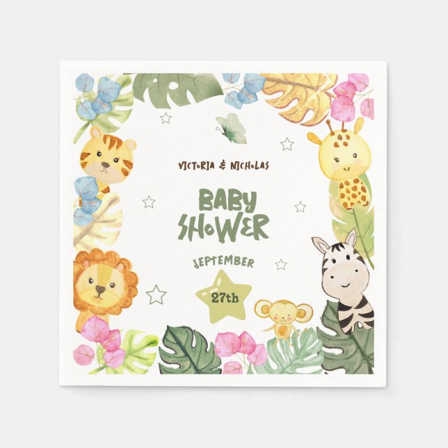 Baby Shower Safari Themed Boho Decoration Napkins (Front)