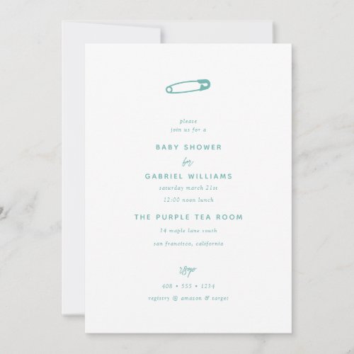 Baby Shower  Safety Pin Baby Invitation