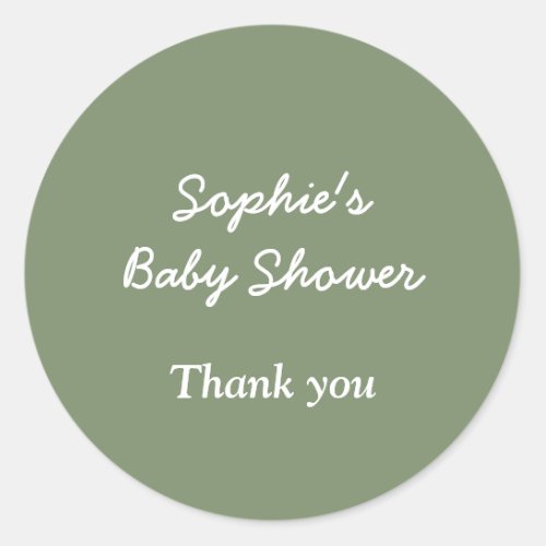 Baby Shower Sage Green Thank You Sticker