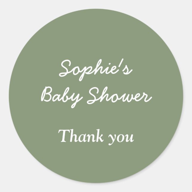 Baby Shower Sage Green Thank You Sticker (Front)