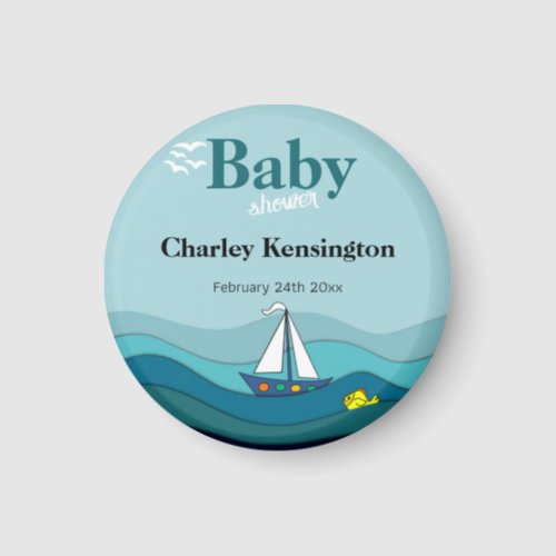 Baby Shower Sailing ocean nautical water blue Magnet