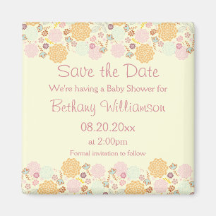 Baby Shower Save The Date Fancy Modern Floral Magnet