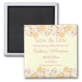 Baby Shower Save The Date Fancy Modern Floral Magnet by JK_Graphics at Zazzle