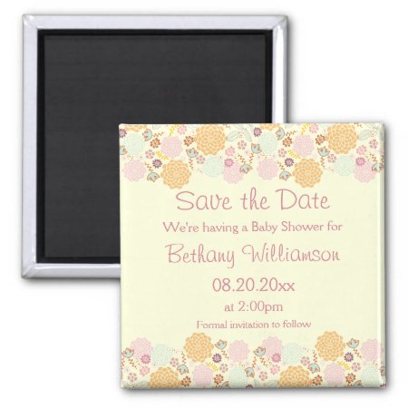 Baby Shower Save The Date Fancy Modern Floral Magnet