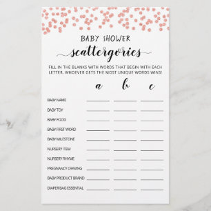 Baby Shower Scattergories party editable game