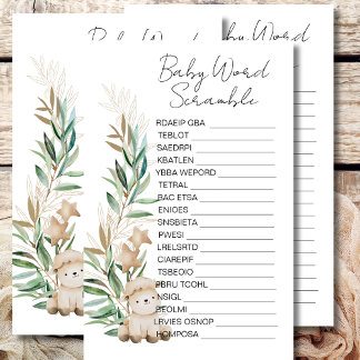 Baby Shower Scramble Sweet Little Lamb Greenery