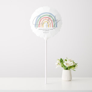 Baby shower script colorful watercolor rainbow balloon