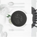 Baby shower script modern black and white elegant paper plates<br><div class="desc">Baby shower script modern black and white elegant party decor tapestry design. Ideal gender neutral design.</div>