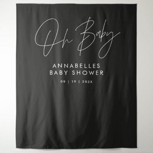 Baby shower script modern black and white elegant tapestry