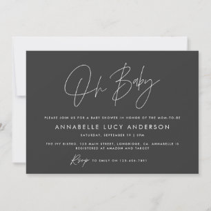 Baby shower script modern black white boho invitation