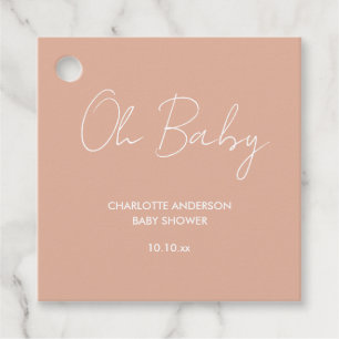 Baby shower script modern blush pink elegant favor tags