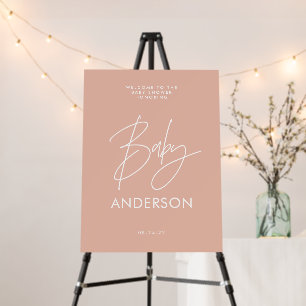 Baby shower script modern blush pink elegant foam board