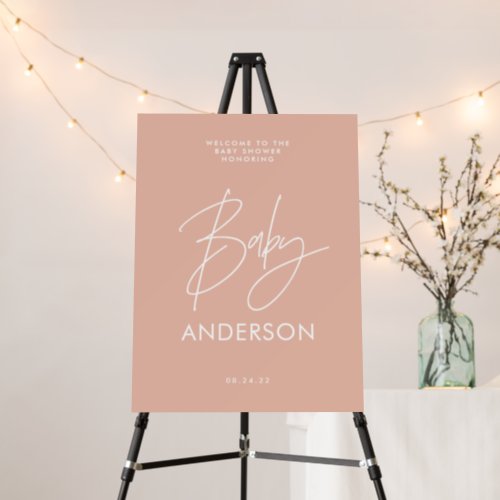 Baby shower script modern blush pink elegant foam board