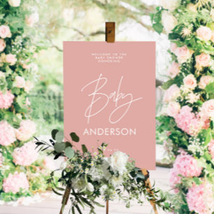 Baby shower script modern blush pink elegant foam board